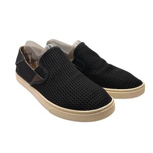 OLUKAI Pehuea Black Mesh Slip On Comfort Casual Sneakers Shoes Women's Size W9